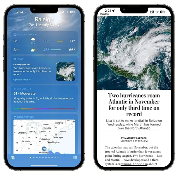 当阳苹果14维修分享iPhone 14手机如何看天气时顺带看新闻 