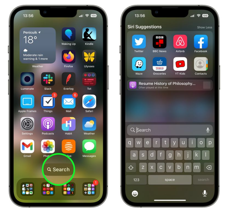 当阳苹果手机维修分享升级到 iOS 16 后，如何删除主屏幕上的搜索按钮 