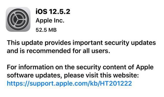 当阳苹果手机维修分享iOS12.5.2发布，建议所有老苹果用户安装 